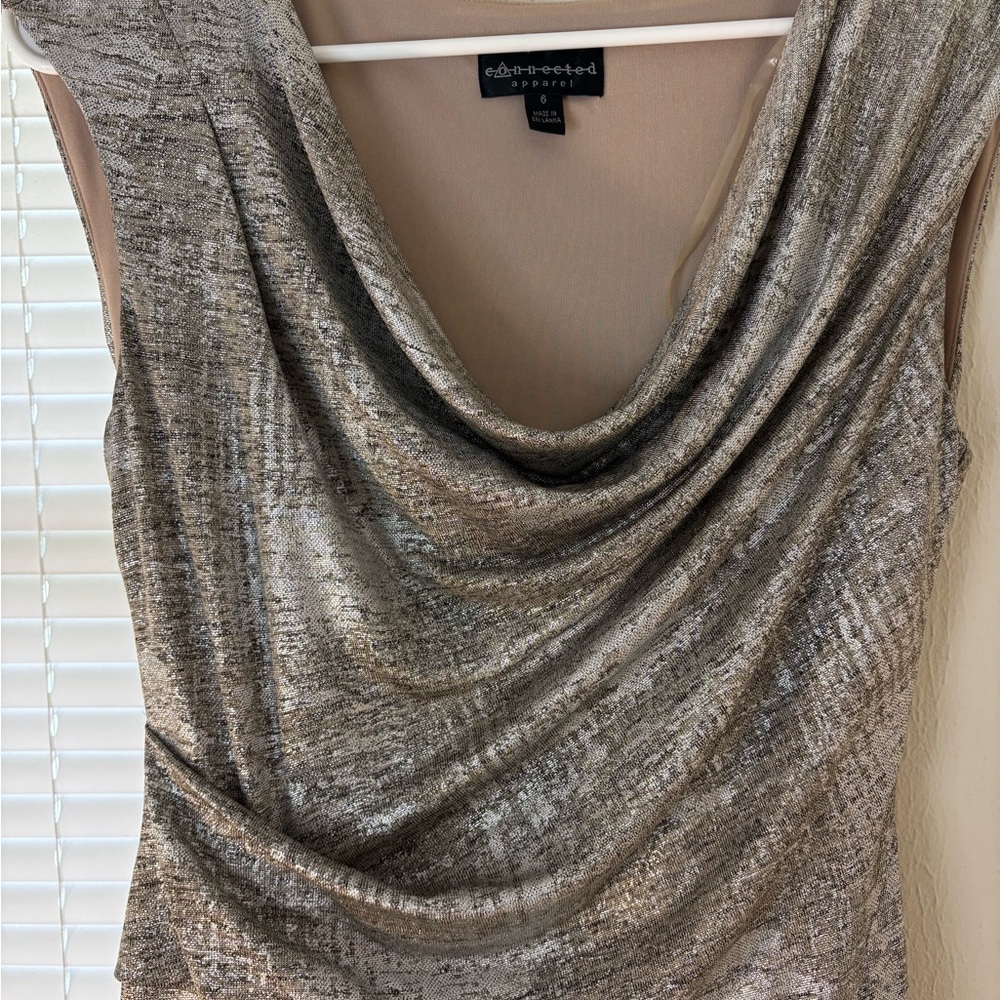 Connected Apparel Metallic Long Sleeve Dress